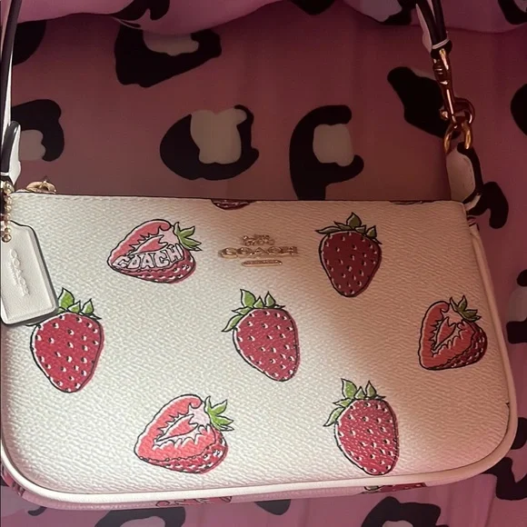 Coach Strawberry Print Cream Bag - Picture 4 of 5